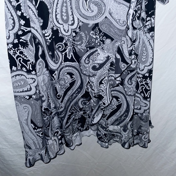 Apt. 9 black and white paisley faux wrap midi dress size xl - Picture 3 of 6